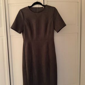 Elie Tahari Gray Sheath Dress in Faux Suede
